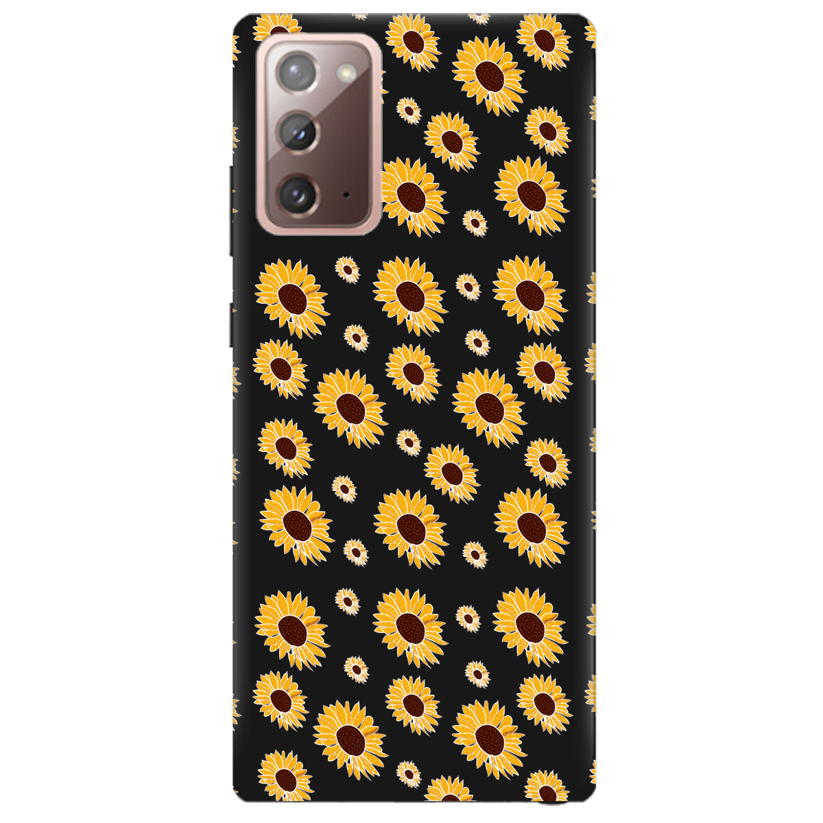 Чехол для Samsung Galaxy Note 20 черный матовый soft touch Sunflower - фото 1