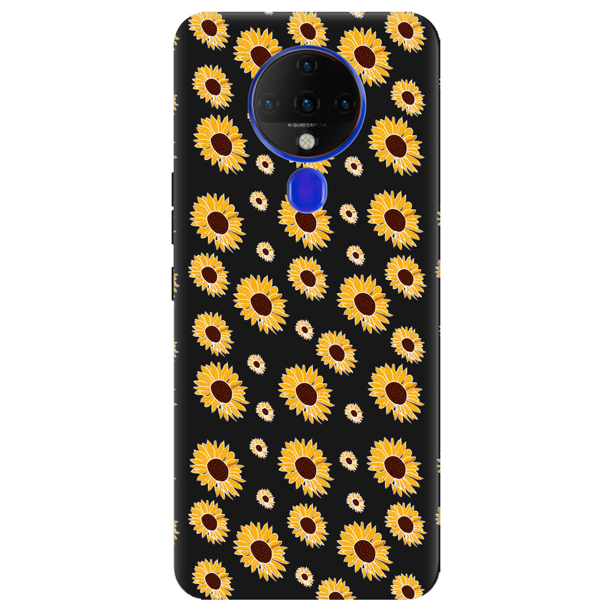 Чехол для Tecno Spark 6 черный матовый soft touch Sunflower - фото 1