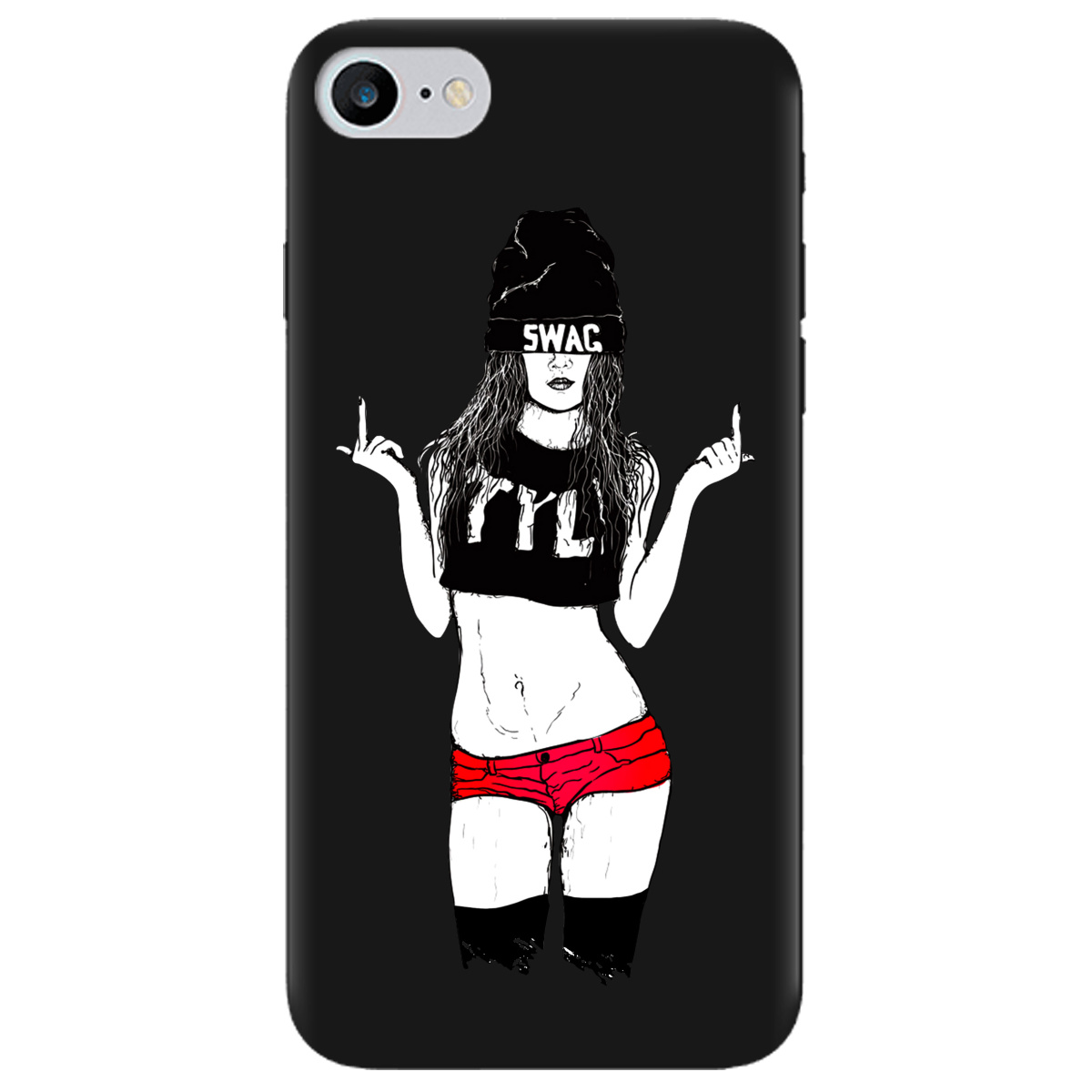 Чехол для Apple iPhone SE 2020 черный матовый soft touch Swag - фото 1