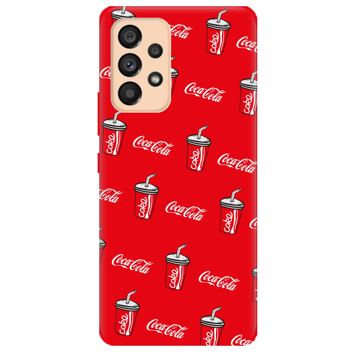 Чехол для Samsung Galaxy А53 ярко-красный матовый soft touch Coca Cola - фото 1