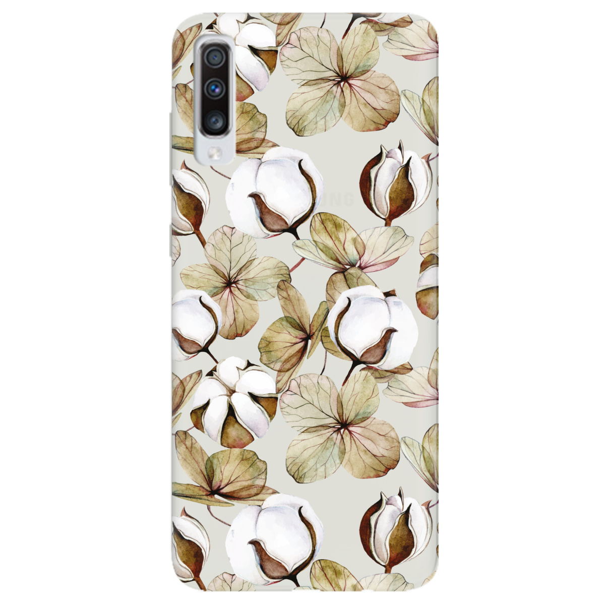 Чехол для Samsung Galaxy A70 полупрозрачный матовый soft touch Бавовна - фото 1