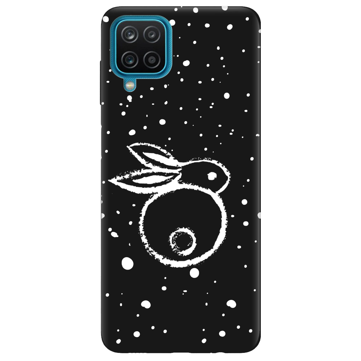 Чехол для Samsung Galaxy F12 черный матовый soft touch Rabbit - фото 1