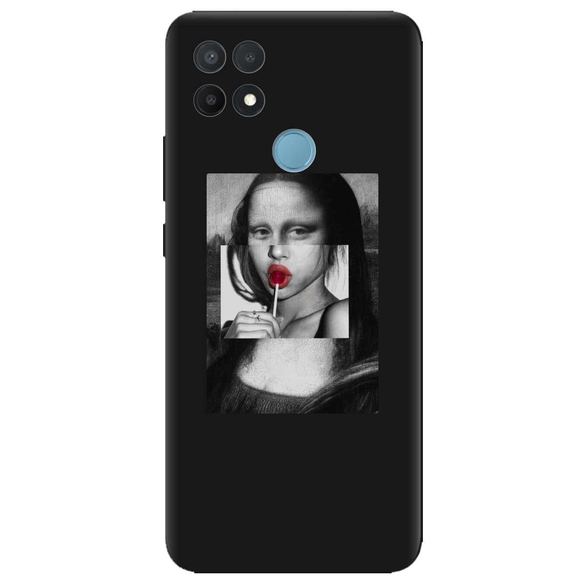 Чехол для Oppo A15s/ A15 черный матовый soft touch Mona lisa - фото 1