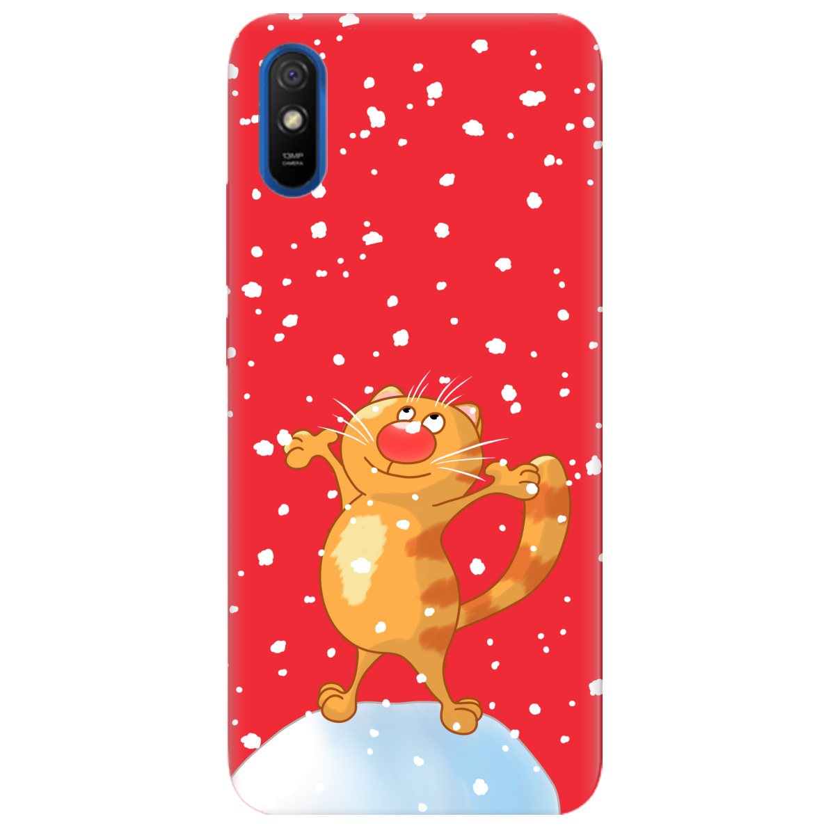 Чехол для Xiaomi Redmi 9A ярко-красный матовый soft touch By Happy - фото 1