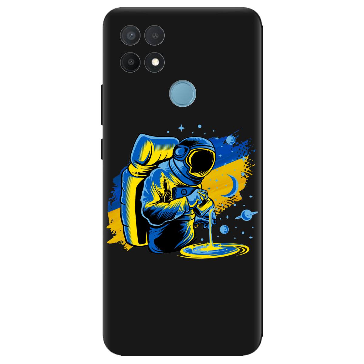Чехол для Oppo A15s/ A15 черный матовый soft touch Ukrainian space - фото 1