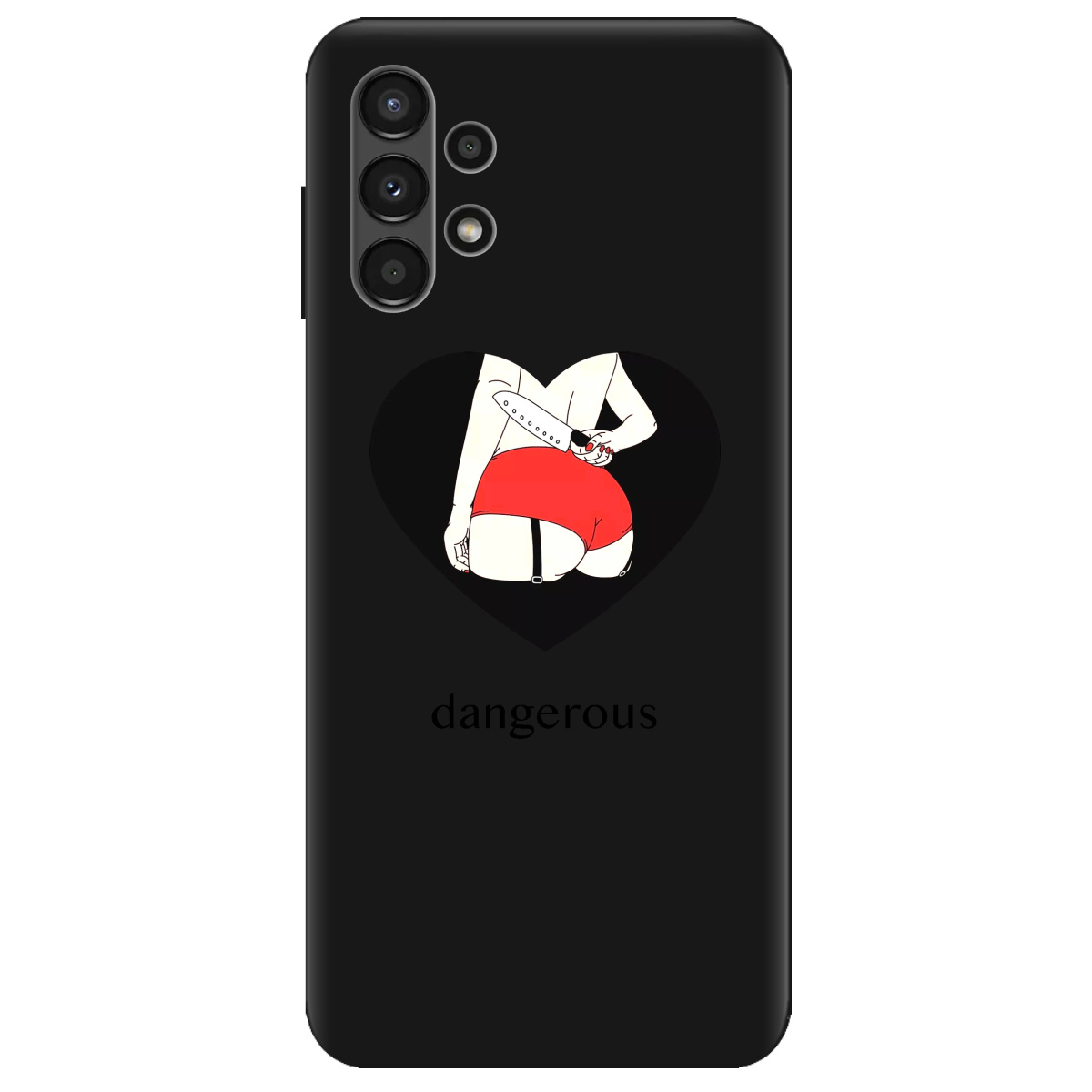 Чехол для Samsung Galaxy A13 4G черный матовый soft touch Dangerous - фото 1