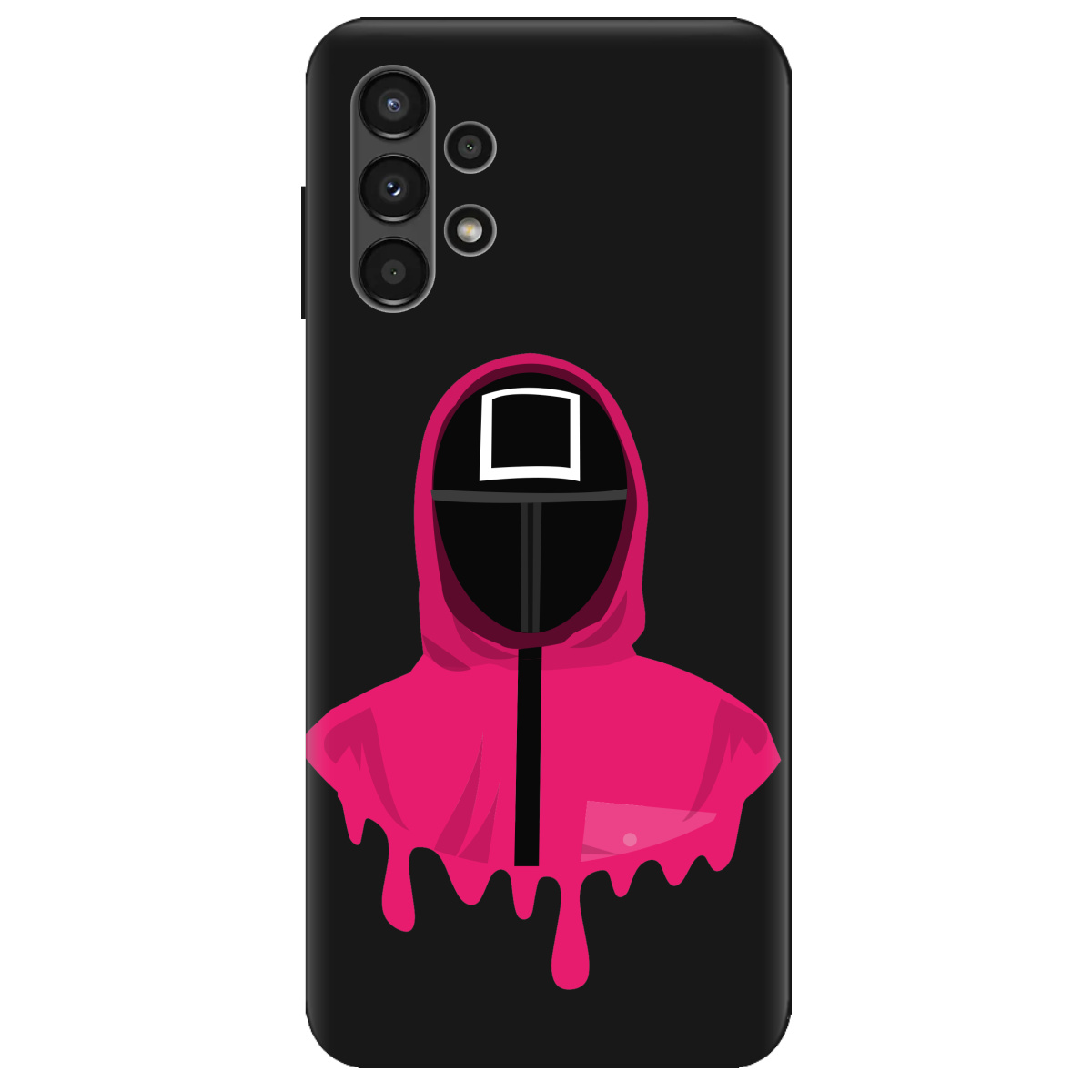 Чехол для Samsung Galaxy A13 4G черный матовый soft touch Игра в кальмара - фото 1