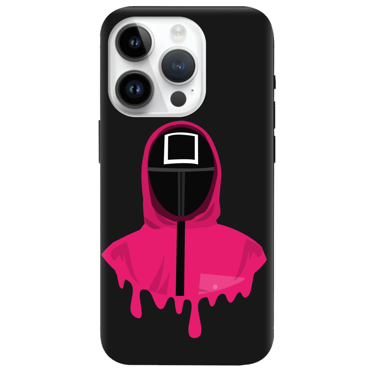 Чехол для Apple iPhone 14 Pro черный матовый soft touch Игра в кальмара - фото 1