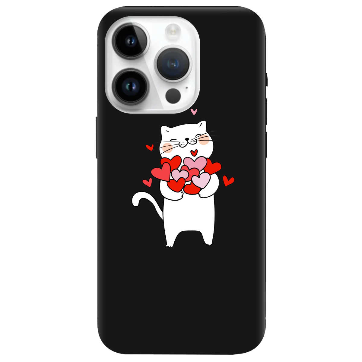 Чехол для Apple iPhone 14 Pro Max черный матовый soft touch loving heart - фото 1