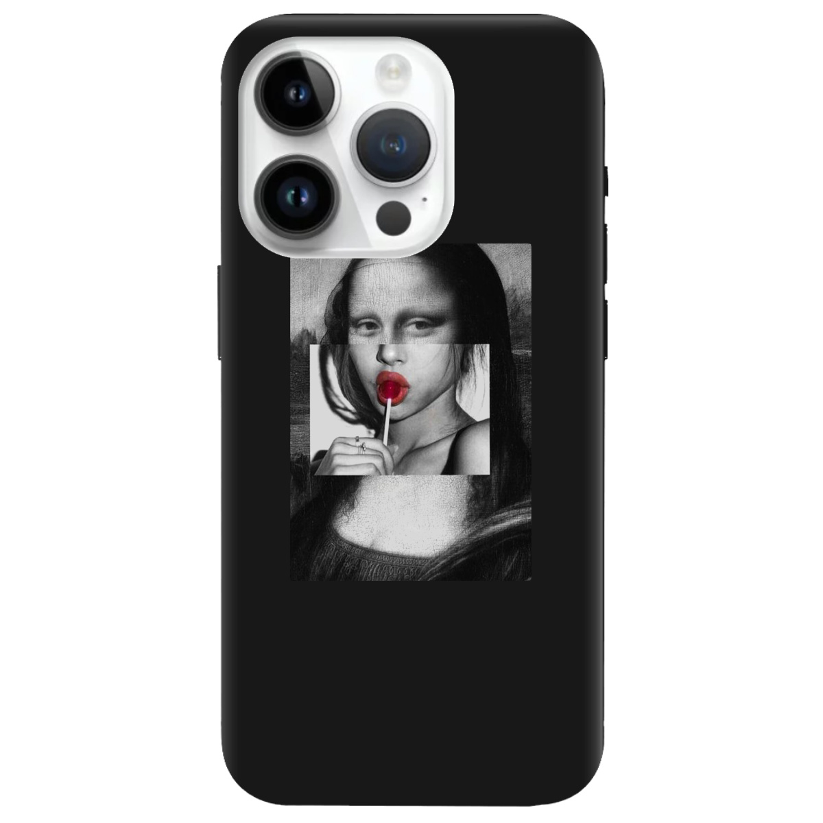 Чехол для Apple iPhone 14 Pro Max черный матовый soft touch Mona lisa - фото 1