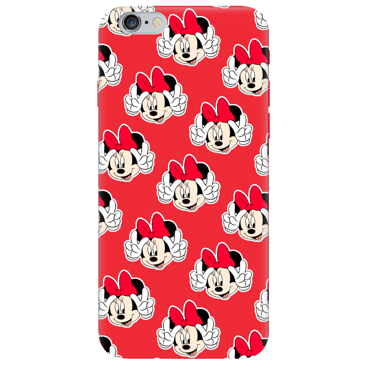 Чехол для Apple iPhone 6 Plus / 6S Plus ярко-красный матовый soft touch Minnie Mouse - фото 1