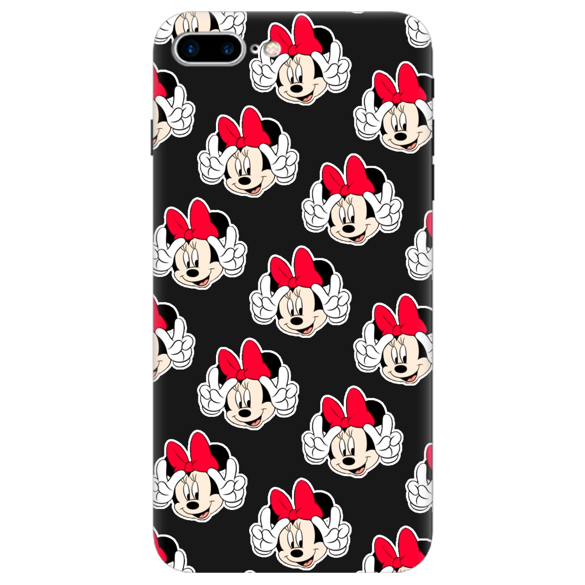 Чехол для Apple iPhone 7 Plus черный матовый soft touch Minnie Mouse - фото 1
