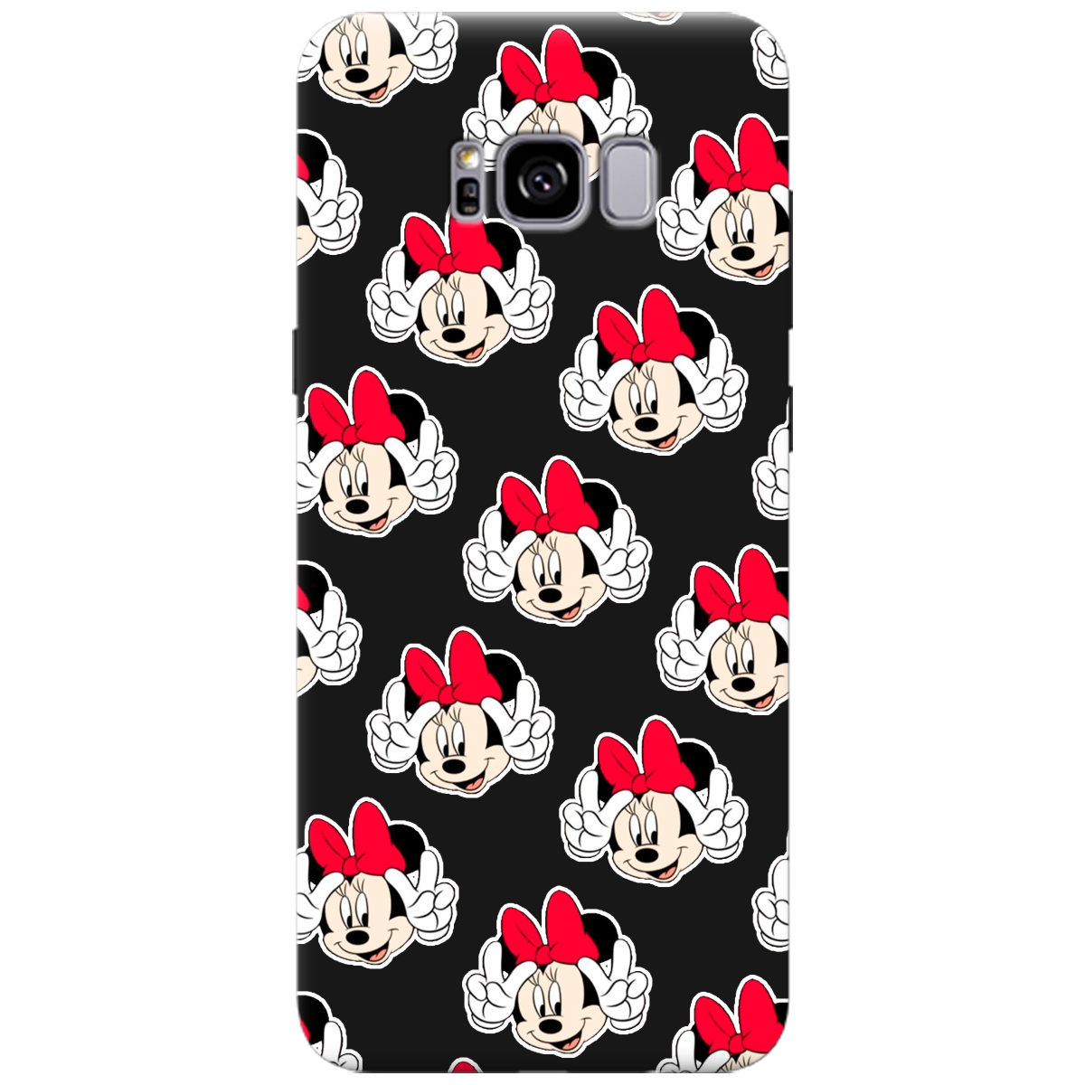 Чехол для Samsung Galaxy S8 Plus черный матовый soft touch Minnie Mouse - фото 1