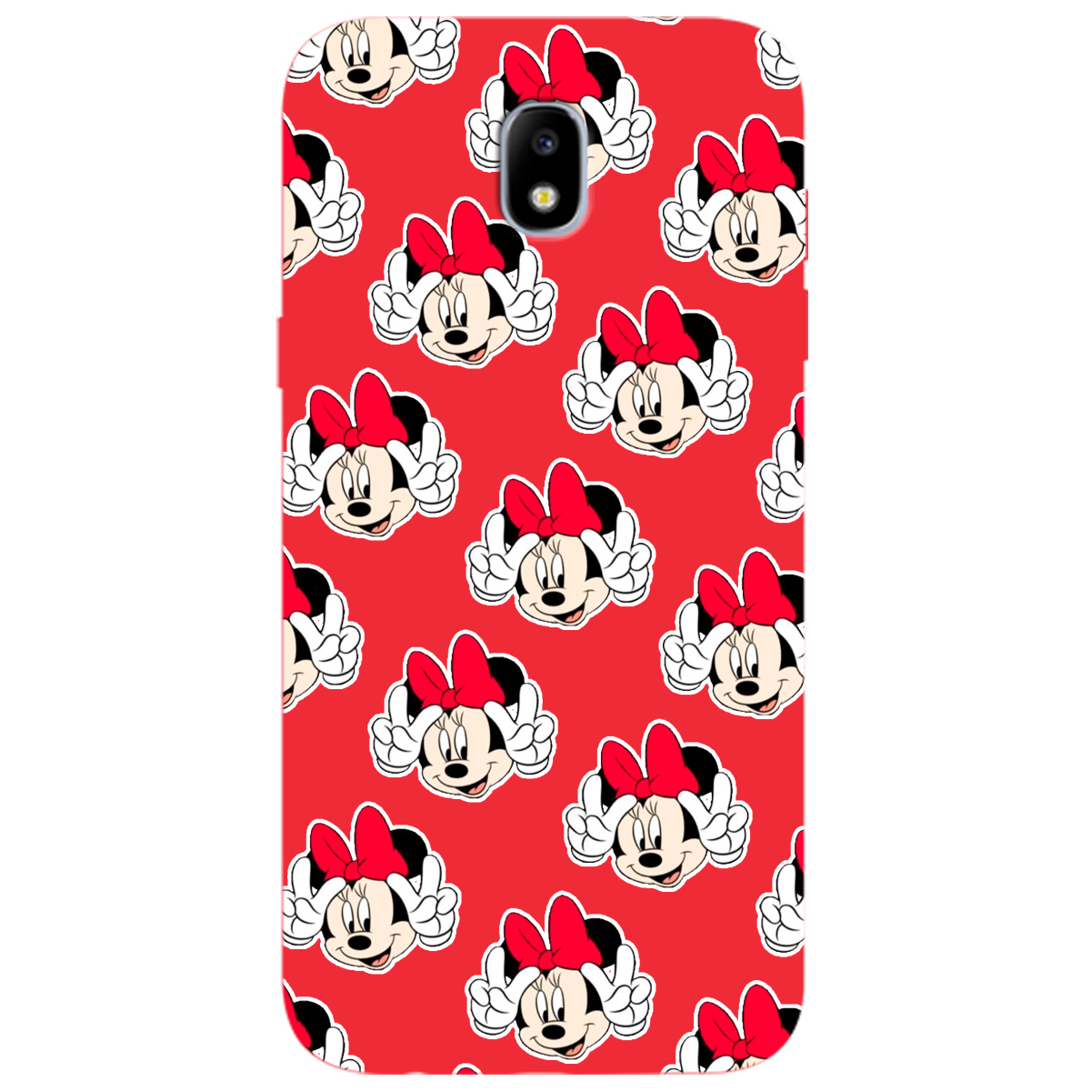 Чехол для Samsung Galaxy J5 2017 ярко-красный матовый soft touch Minnie Mouse - фото 1