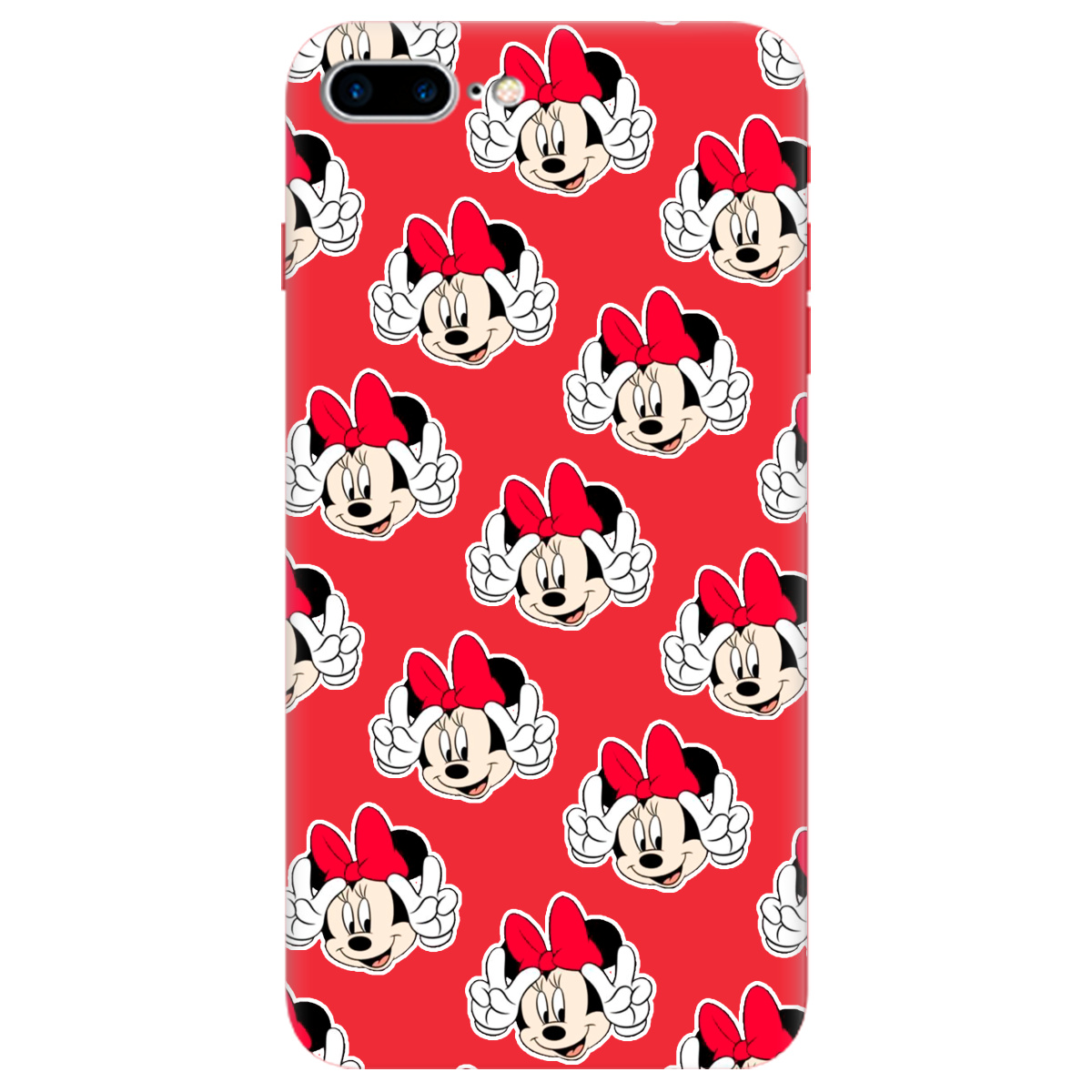 Чехол для Apple iPhone 8 Plus ярко-красный матовый soft touch Minnie Mouse - фото 1