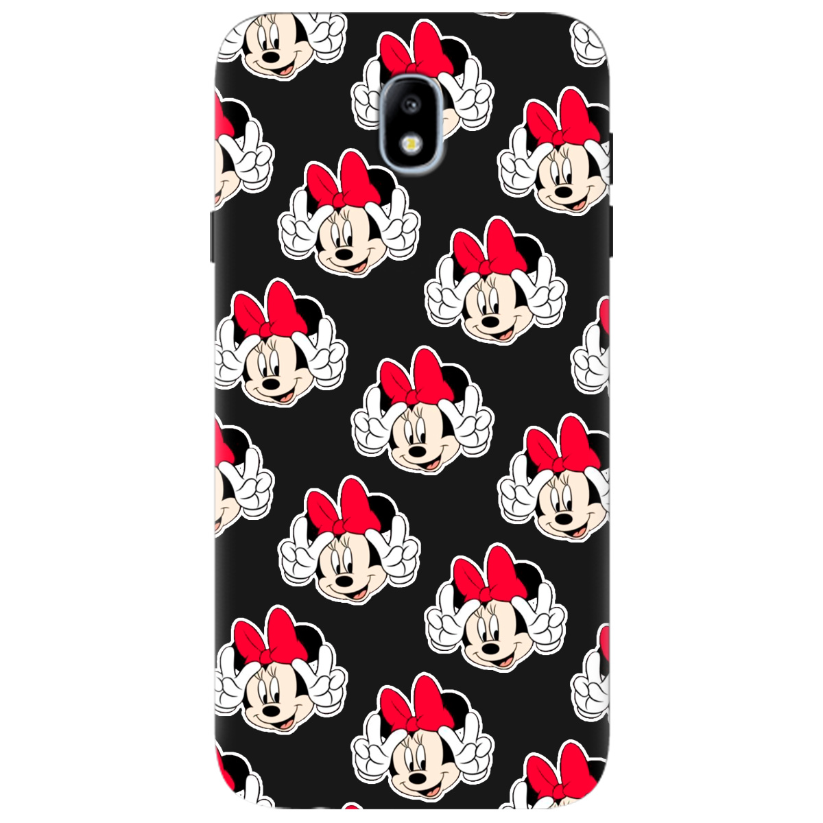 Чехол для Samsung Galaxy J7 2017 черный матовый soft touch Minnie Mouse - фото 1