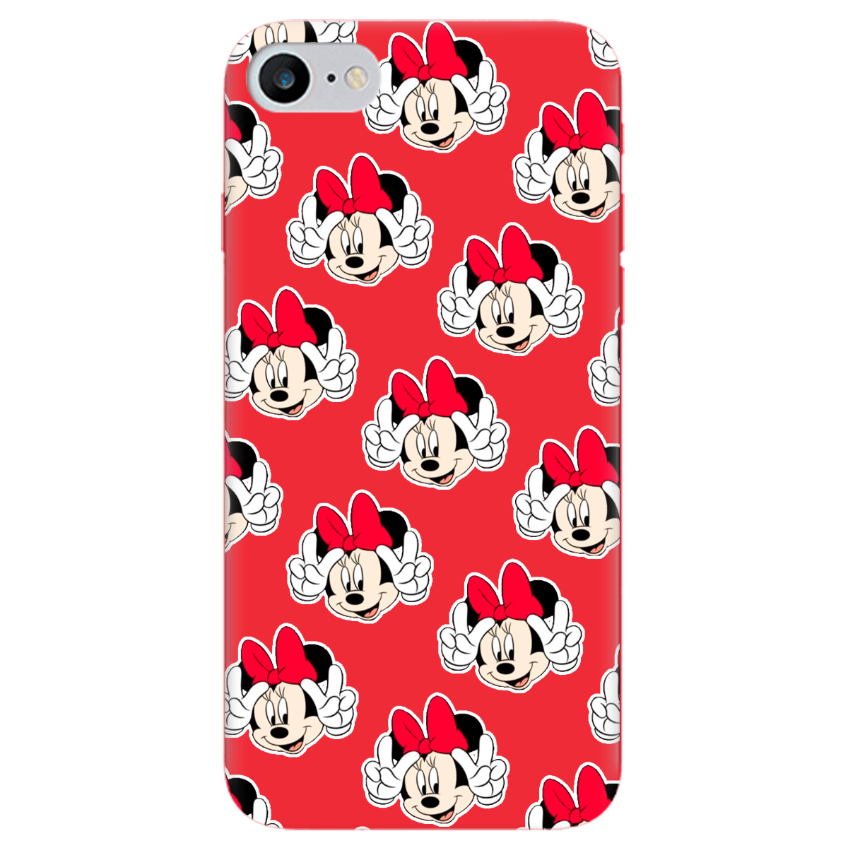 Чехол для Apple iPhone 8 ярко-красный матовый soft touch Minnie Mouse - фото 1