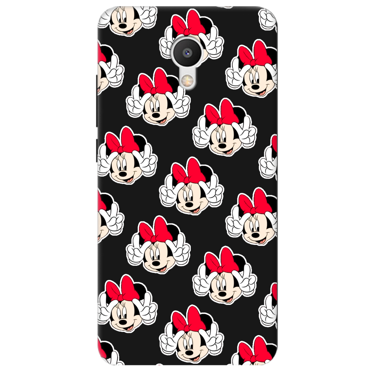 Чехол для Meizu M6 черный матовый soft touch Minnie Mouse - фото 1