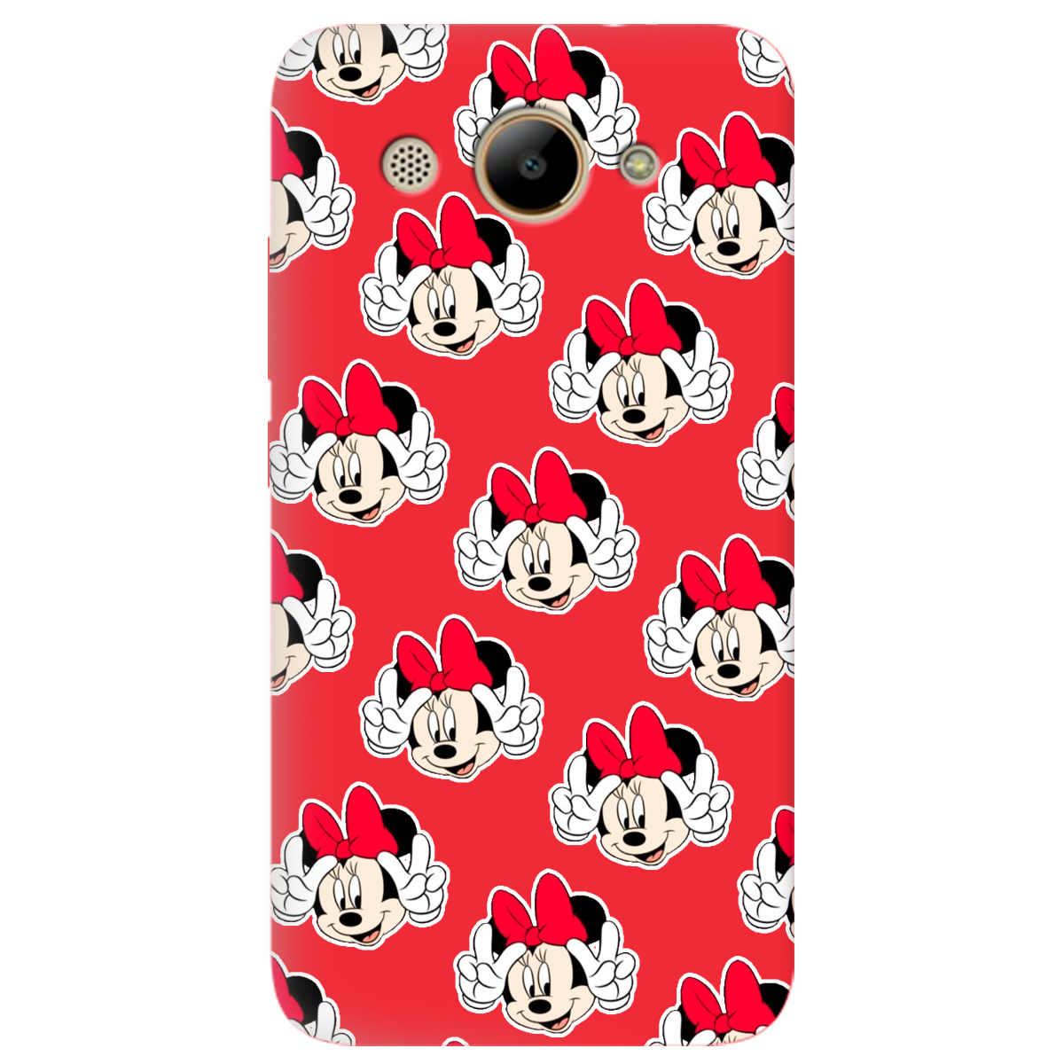 Чехол для Huawei Y3 2017 ярко-красный матовый soft touch Minnie Mouse - фото 1