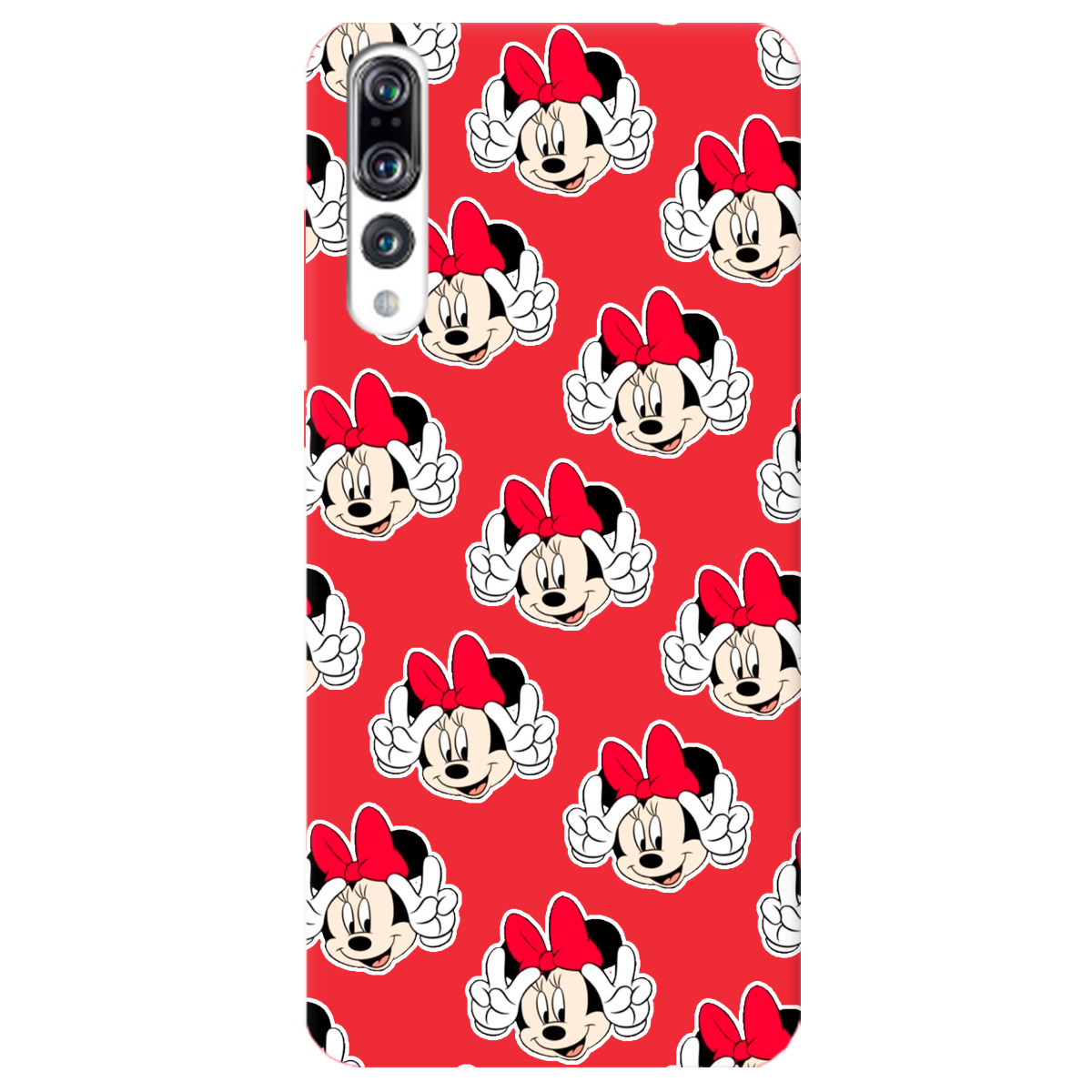 Чохол для Huawei P20 Pro яскраво-червоний матовий soft touch Minnie Mouse - фото 1