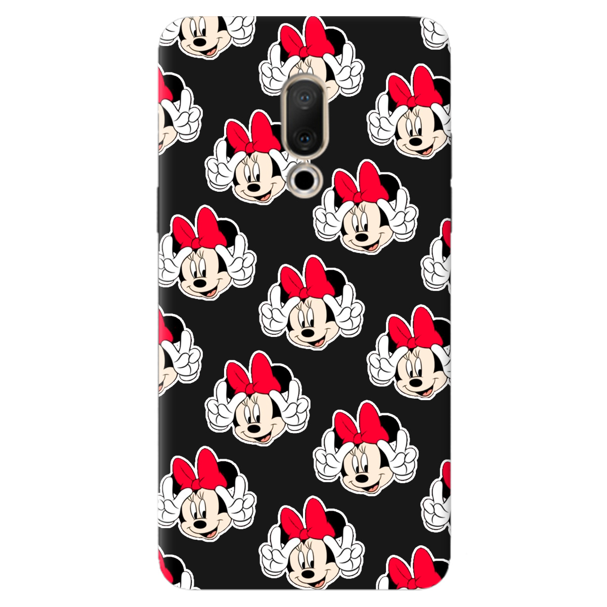 Чехол для Meizu 15 Plus черный матовый soft touch Minnie Mouse - фото 1