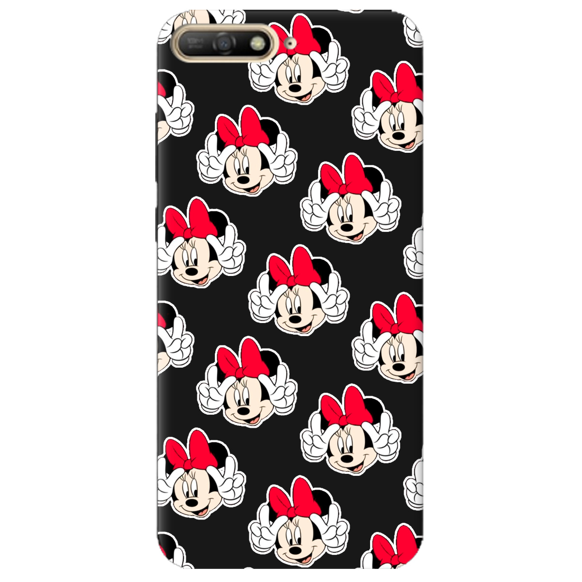 Чехол для Huawei Y6 2018 черный матовый soft touch Minnie Mouse - фото 1