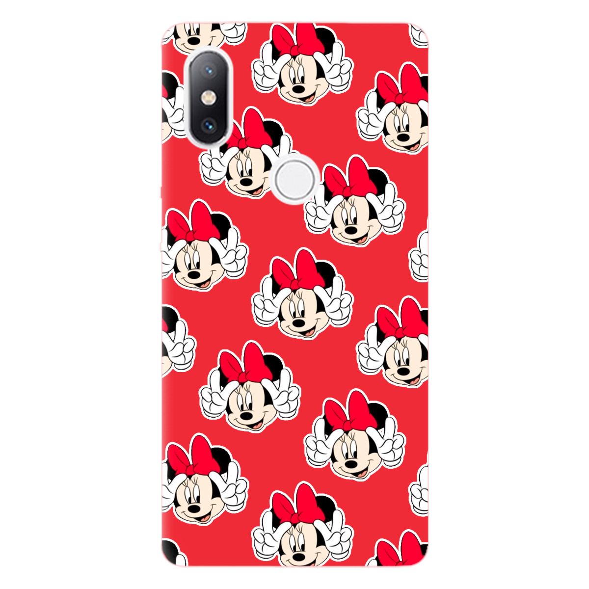 Чехол для Xiaomi Mi Mix 2S ярко-красный матовый soft touch Minnie Mouse - фото 1