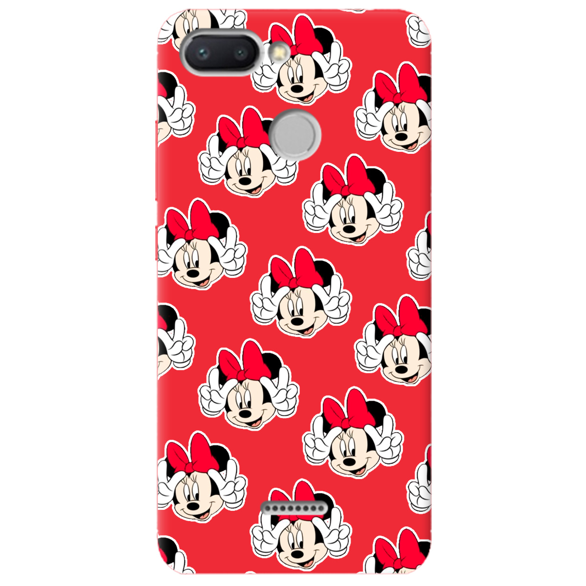 Чехол для Xiaomi Redmi 6 ярко-красный матовый soft touch Minnie Mouse - фото 1