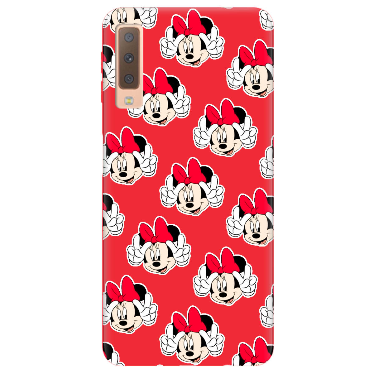 Чохол для Samsung Galaxy A7 2018 яскраво-червоний матовий soft touch Minnie Mouse - фото 1