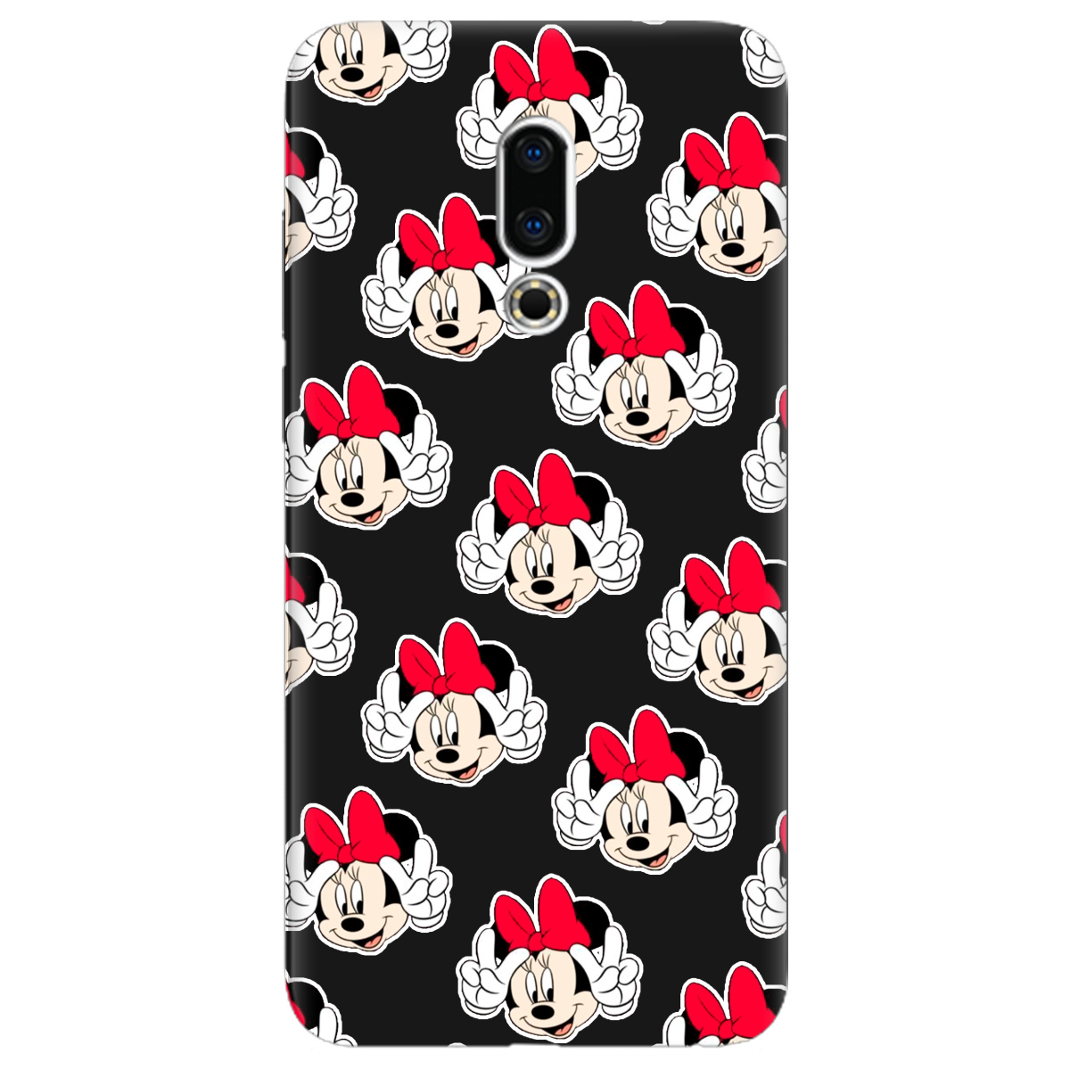 Чехол для Meizu 16 Plus черный матовый soft touch Minnie Mouse - фото 1