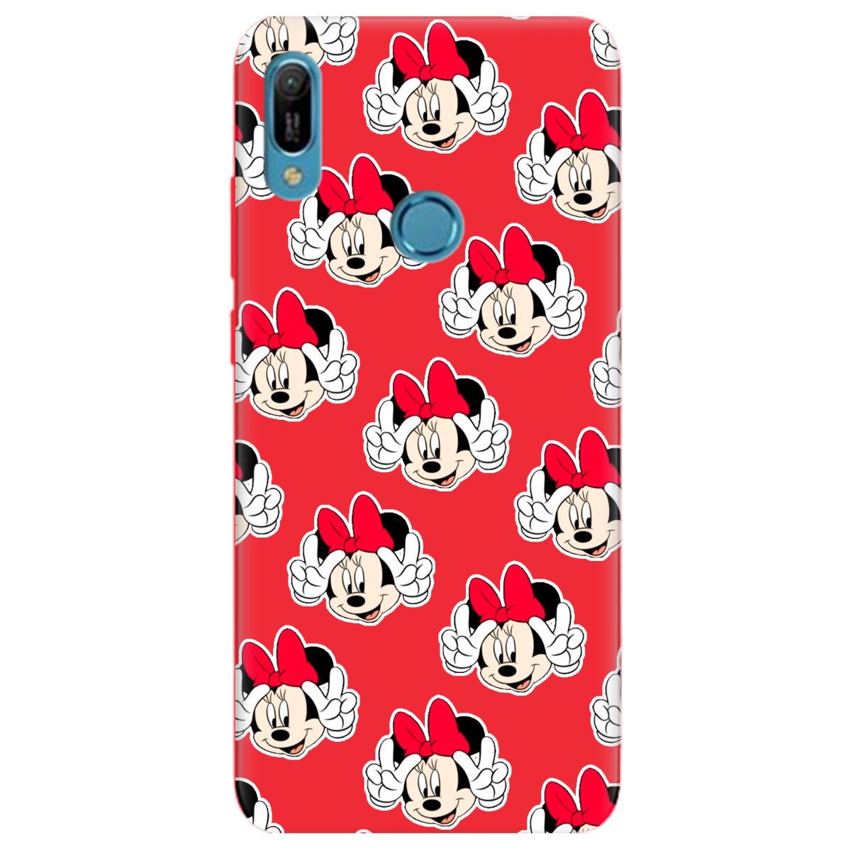Чехол для Huawei Y6 Pro 2019 ярко-красный матовый soft touch Minnie Mouse - фото 1