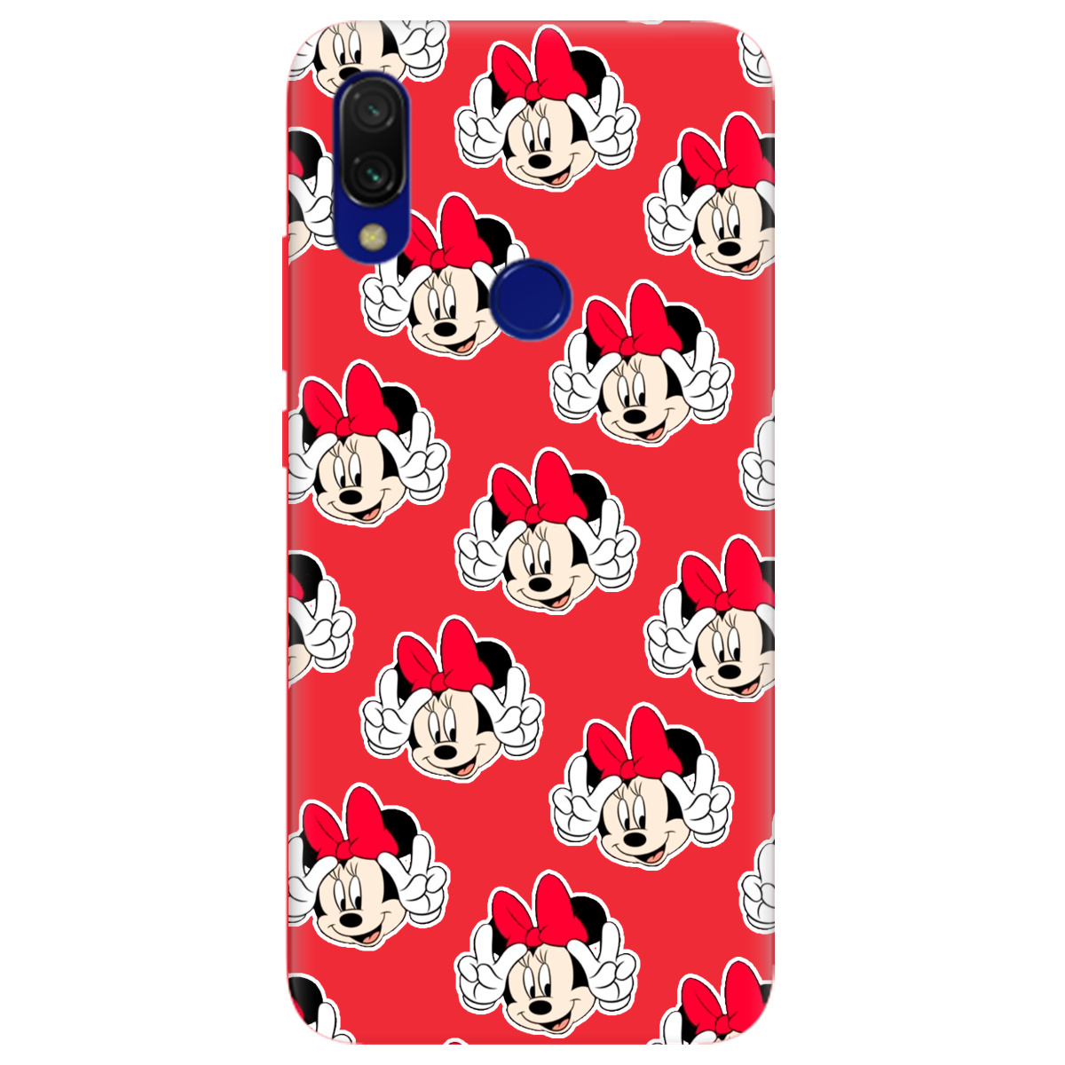 Чехол для Xiaomi Redmi 7 ярко-красный матовый soft touch Minnie Mouse - фото 1