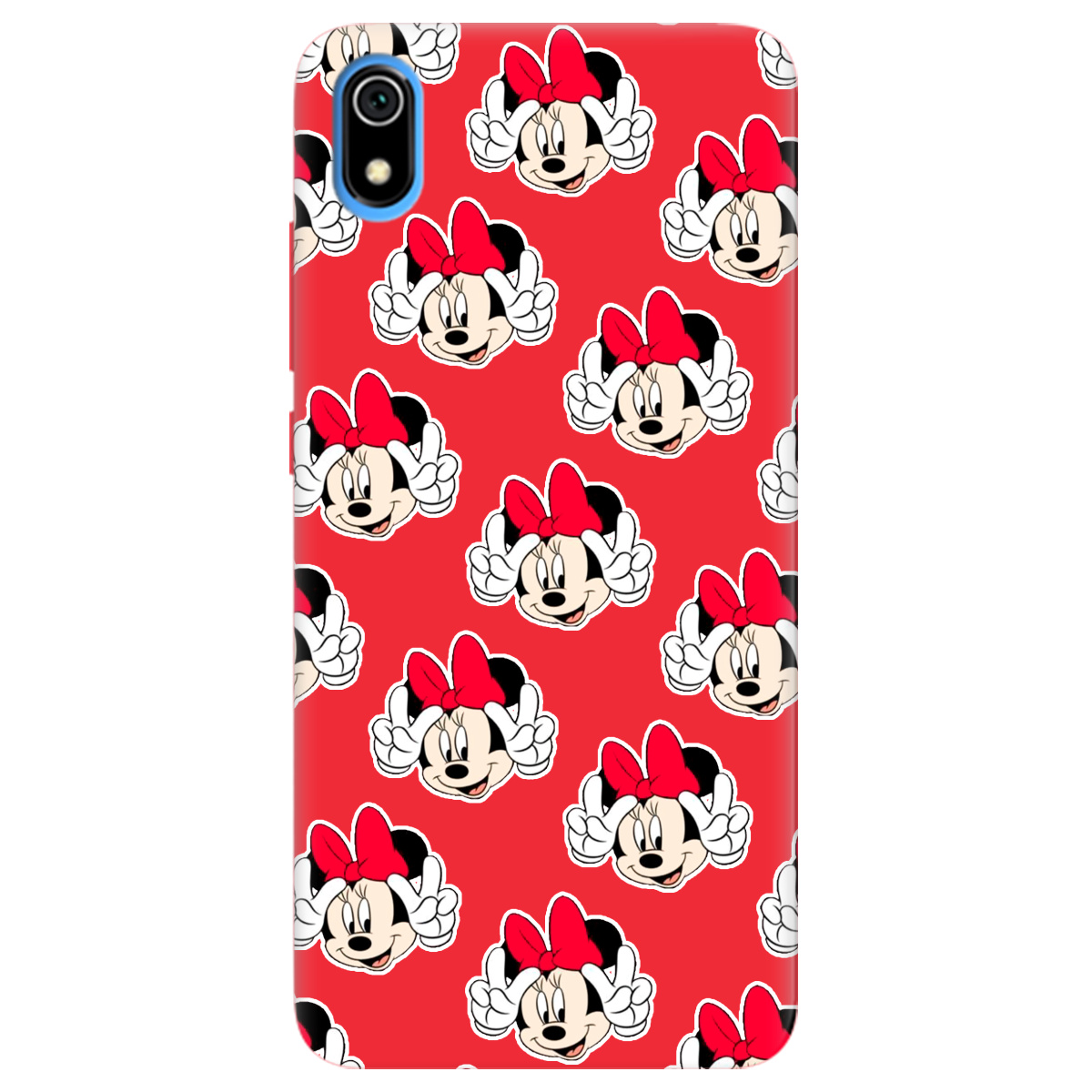 Чехол для Xiaomi Redmi 7A ярко-красный матовый soft touch Minnie Mouse - фото 1