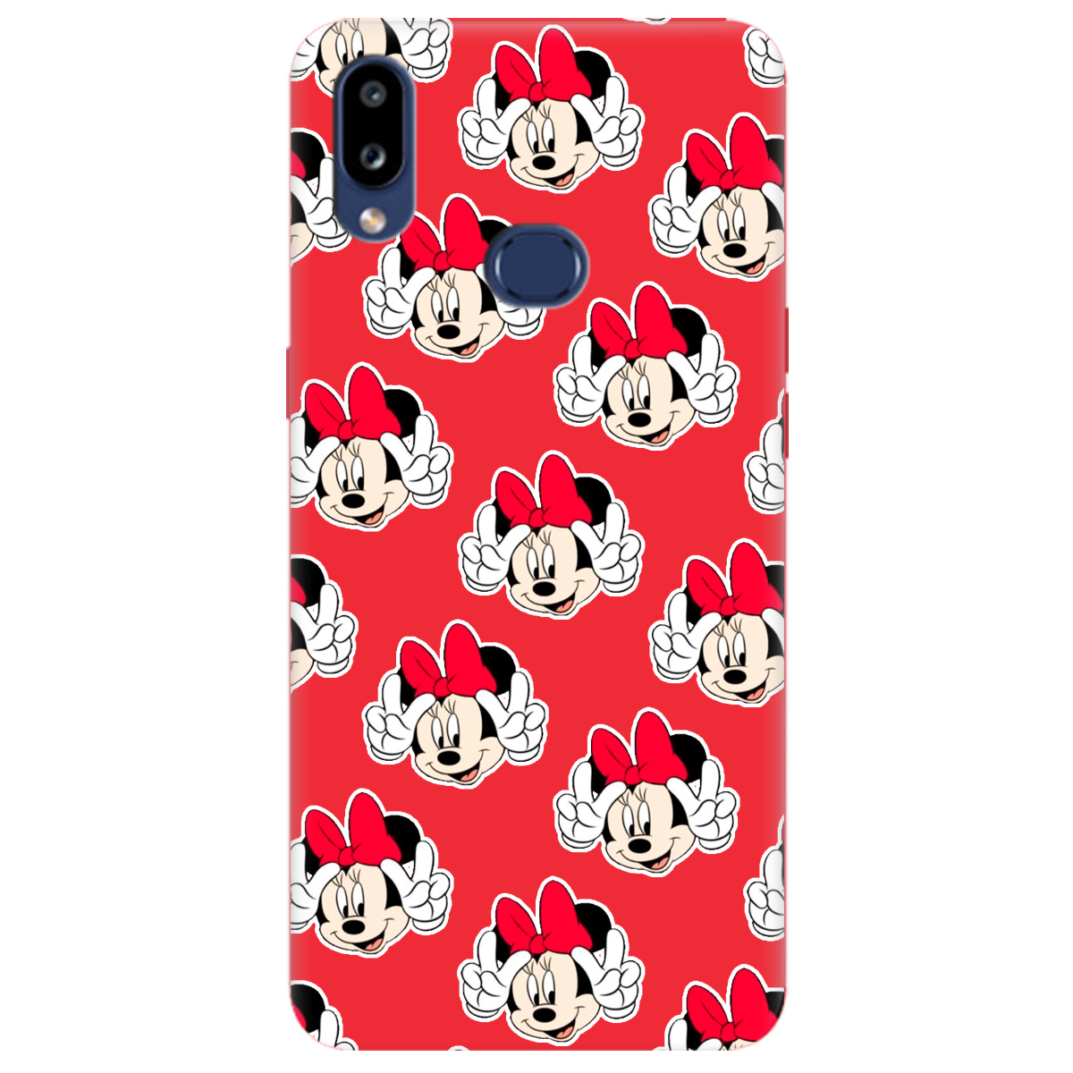 Чехол для Samsung Galaxy A10s ярко-красный матовый soft touch Minnie Mouse - фото 1