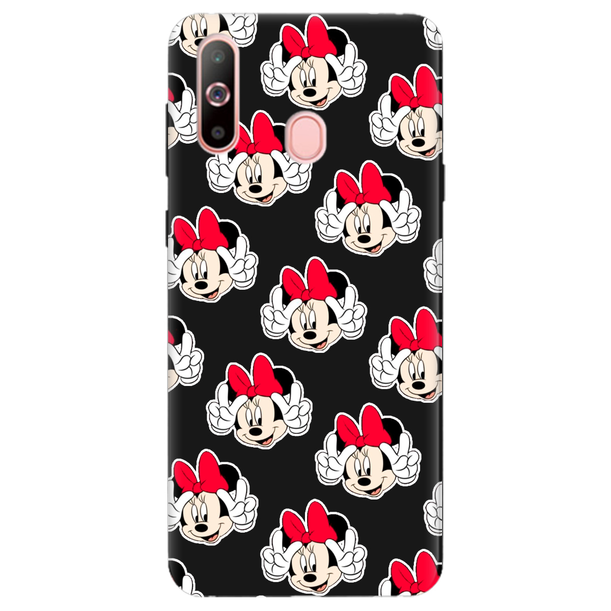 Чехол для Samsung Galaxy A60 черный матовый soft touch Minnie Mouse - фото 1