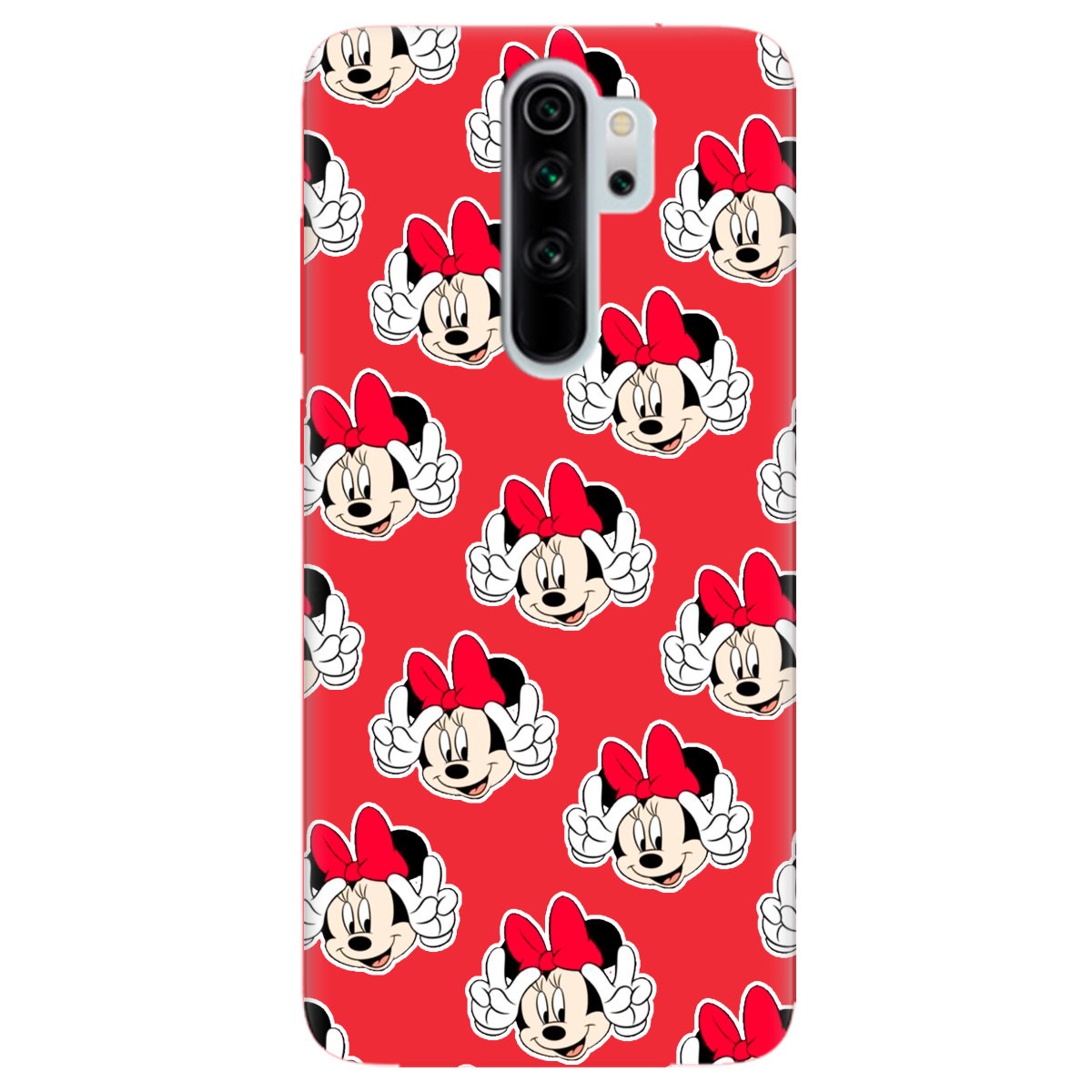 Чехол для Xiaomi Redmi Note 8 Pro ярко-красный матовый soft touch Minnie Mouse - фото 1