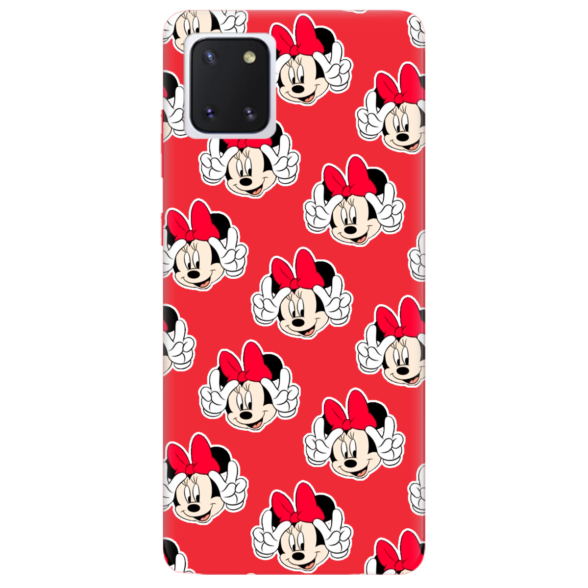 Чехол для Samsung Galaxy Note 10 Lite ярко-красный матовый soft touch Minnie Mouse - фото 1
