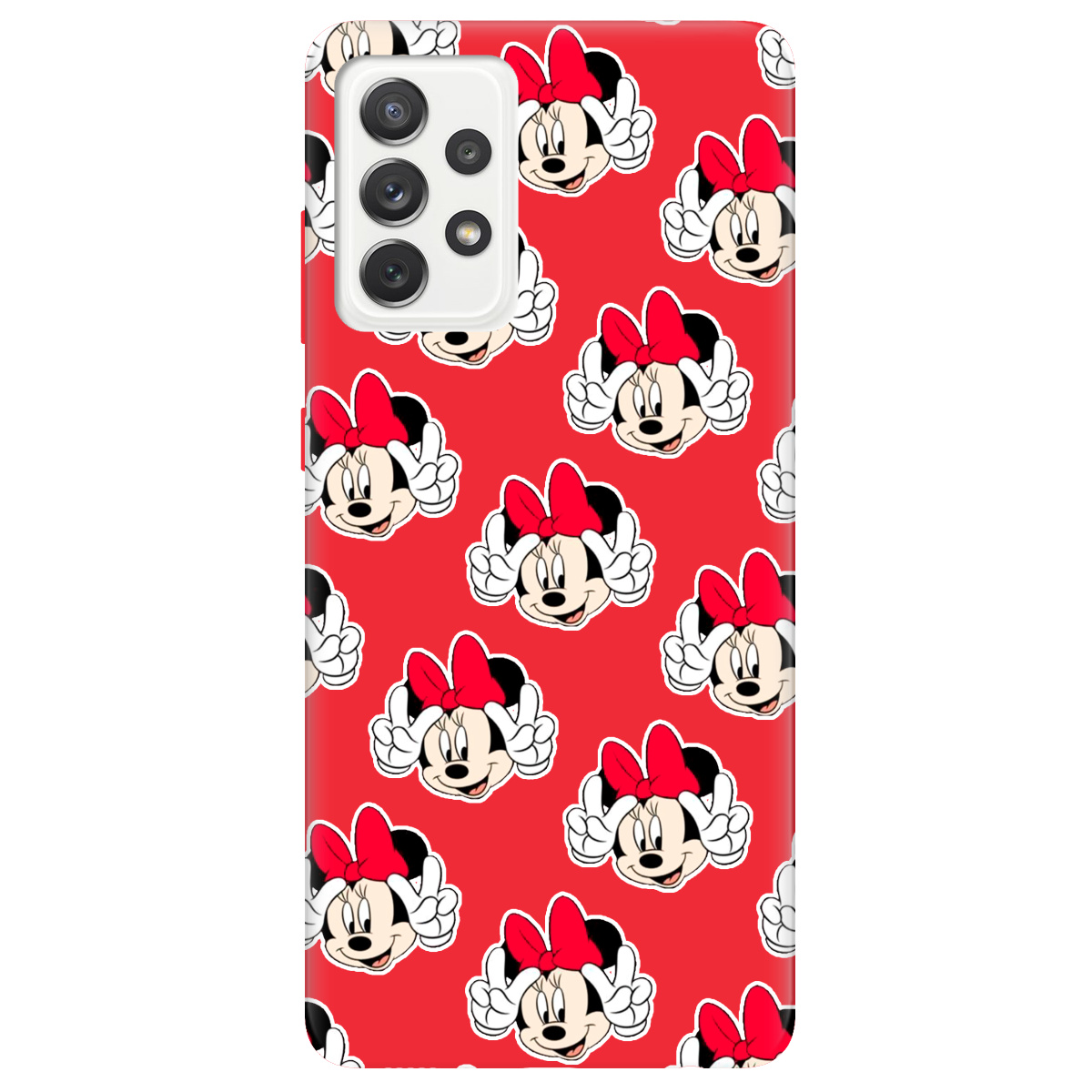 Чехол для Samsung Galaxy A72 ярко-красный матовый soft touch Minnie Mouse - фото 1