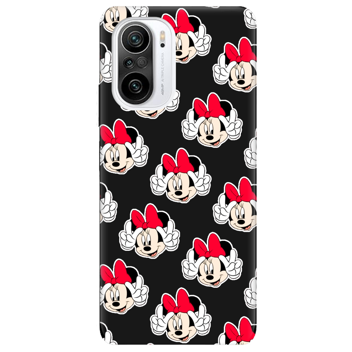 Чохол для Xiaomi Poco F3 чорний матовий soft touch Minnie Mouse - фото 1