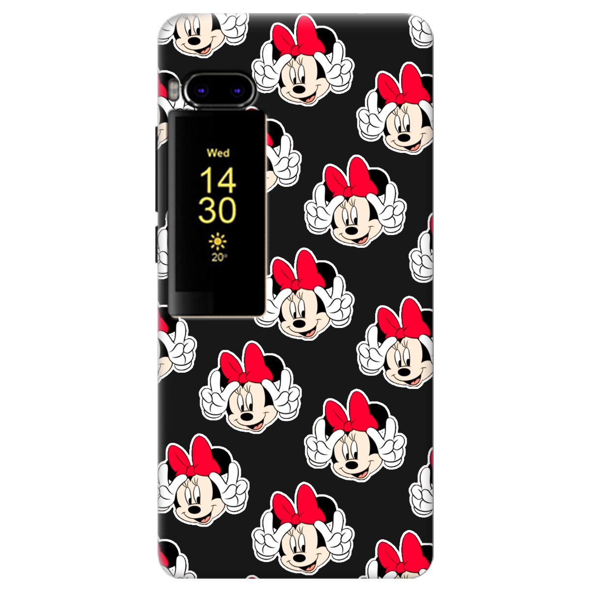 Чехол для Meizu Pro 7 черный матовый soft touch Minnie Mouse - фото 1