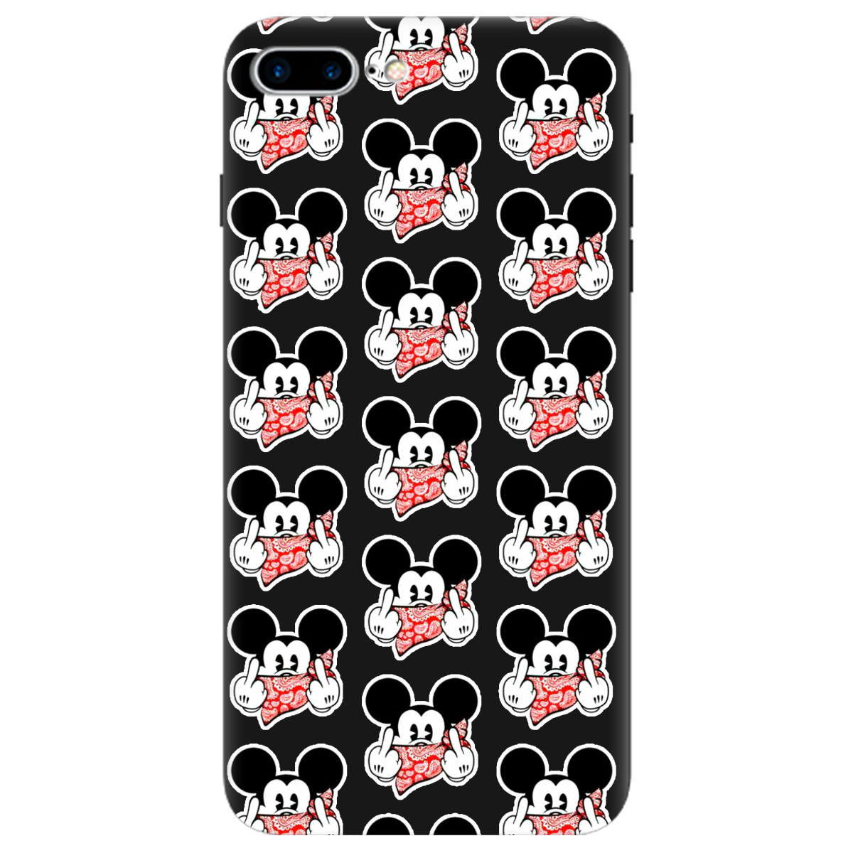 Чехол для Apple iPhone 7 Plus черный матовый soft touch Mickey Mouse - фото 1