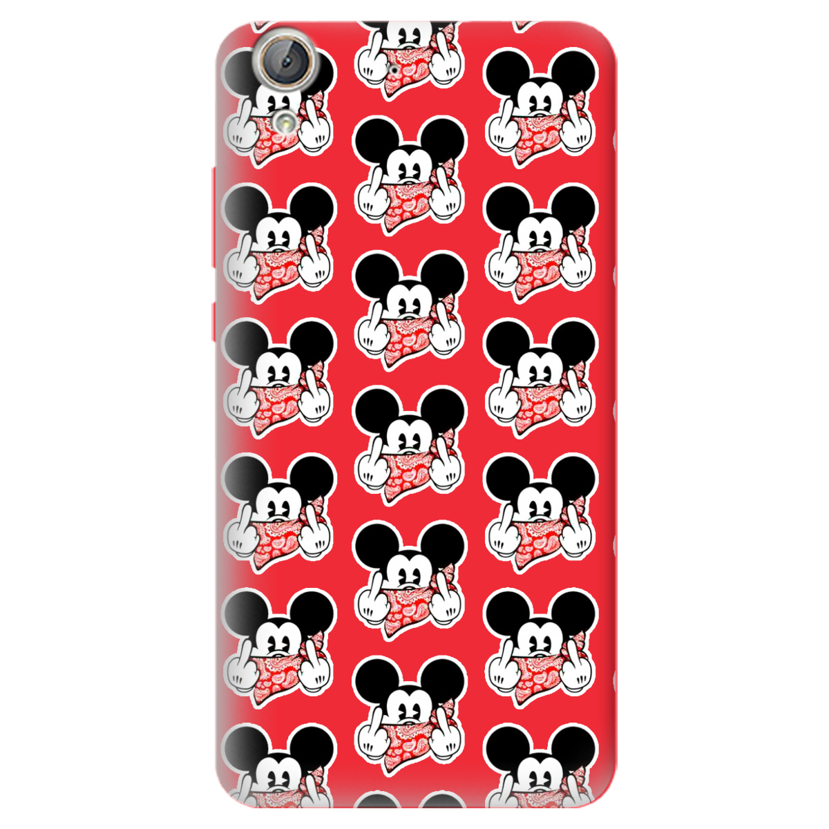 Чехол для Huawei Y6 II ярко-красный матовый soft touch Mickey Mouse - фото 1