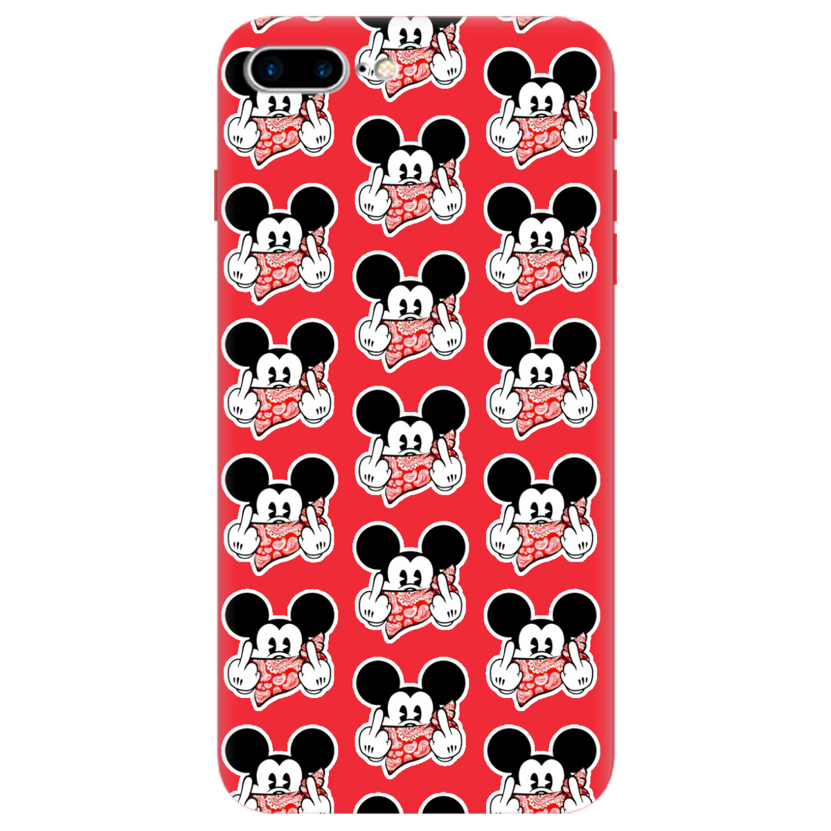 Чехол для Apple iPhone 8 Plus ярко-красный матовый soft touch Mickey Mouse - фото 1