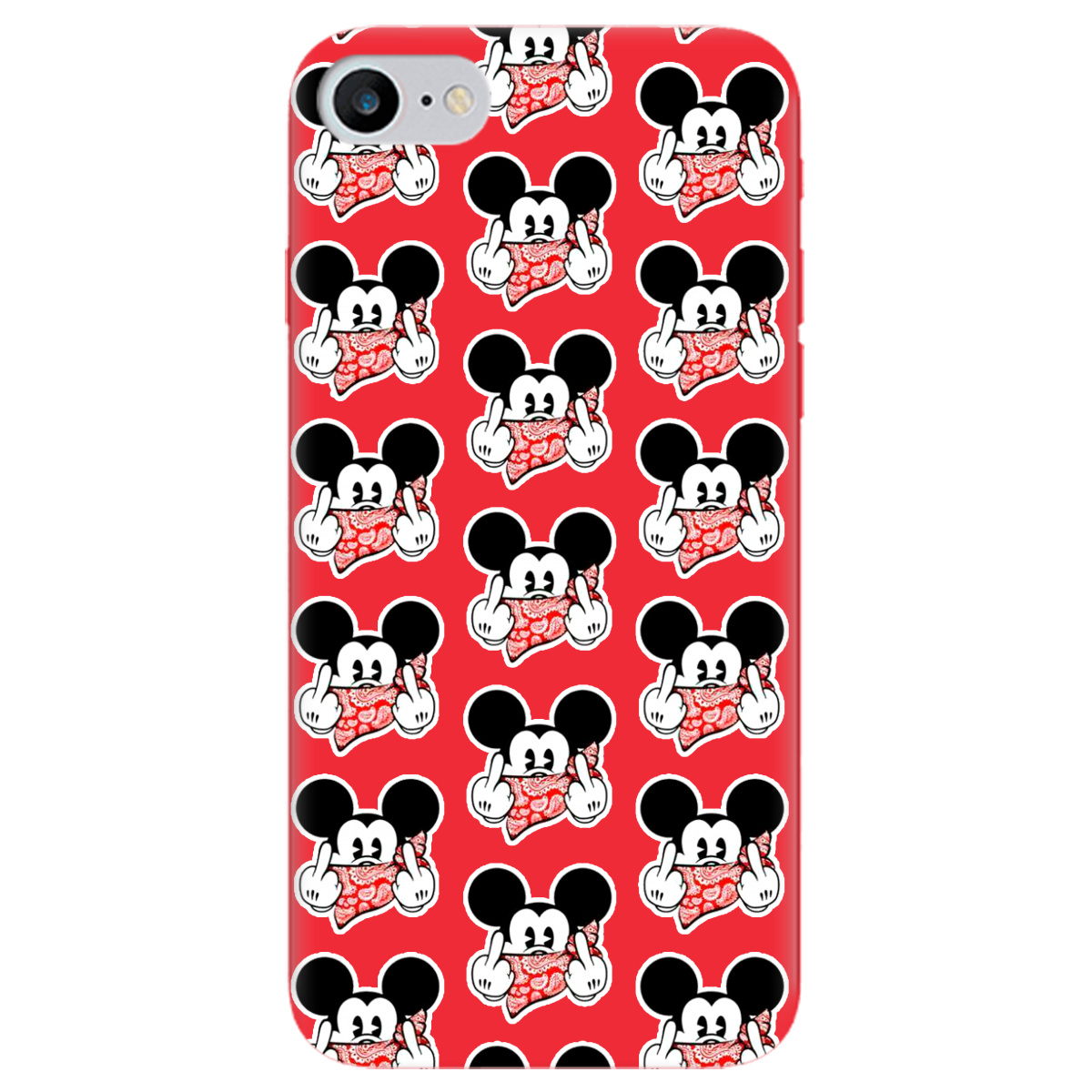 Чехол для Apple iPhone 8 ярко-красный матовый soft touch Mickey Mouse - фото 1