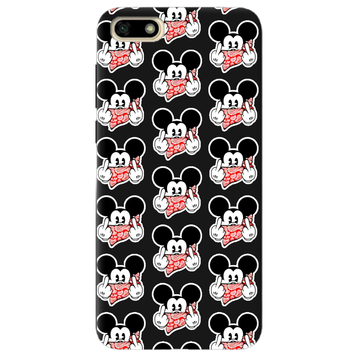 Чехол для Huawei Y5 2018 черный матовый soft touch Mickey Mouse - фото 1