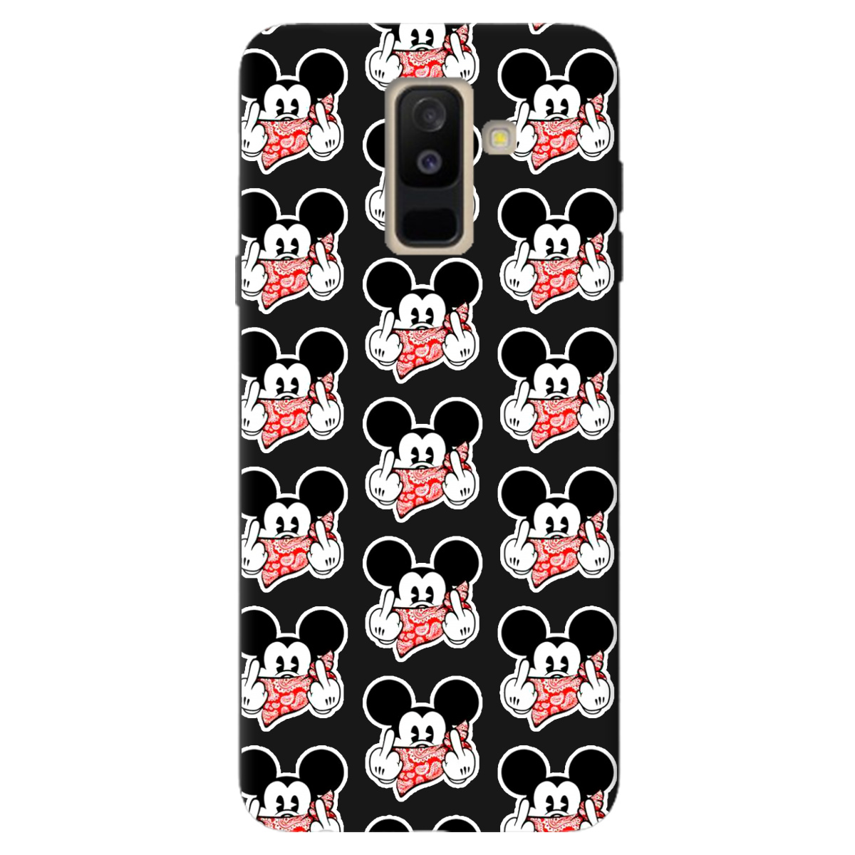 Чохол для Samsung Galaxy A6 Plus 2018 чорний матовий soft touch Mickey Mouse - фото 1
