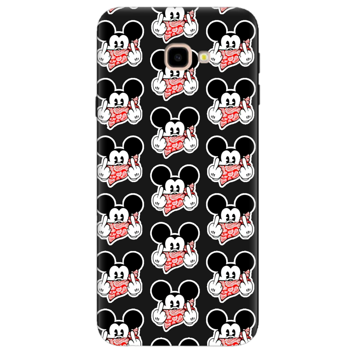 Чехол для Samsung Galaxy J4 Plus 2018 черный матовый soft touch Mickey Mouse - фото 1