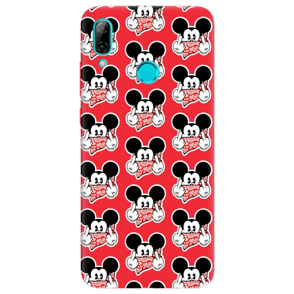 Чехол для Huawei P Smart 2019 ярко-красный матовый soft touch Mickey Mouse - фото 1