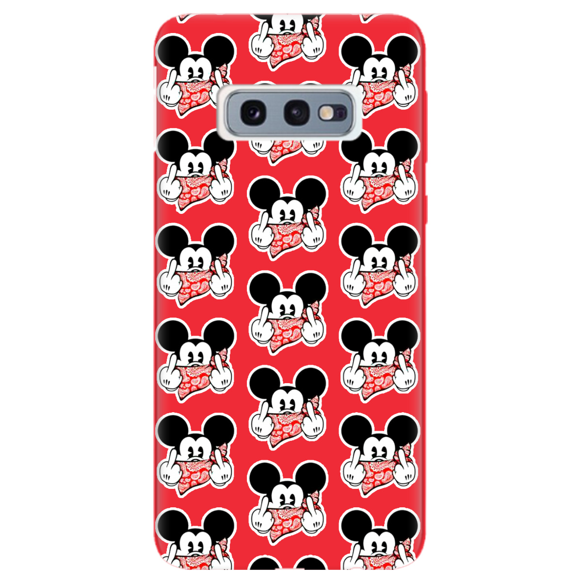 Чехол для Samsung Galaxy S10e ярко-красный матовый soft touch Mickey Mouse - фото 1