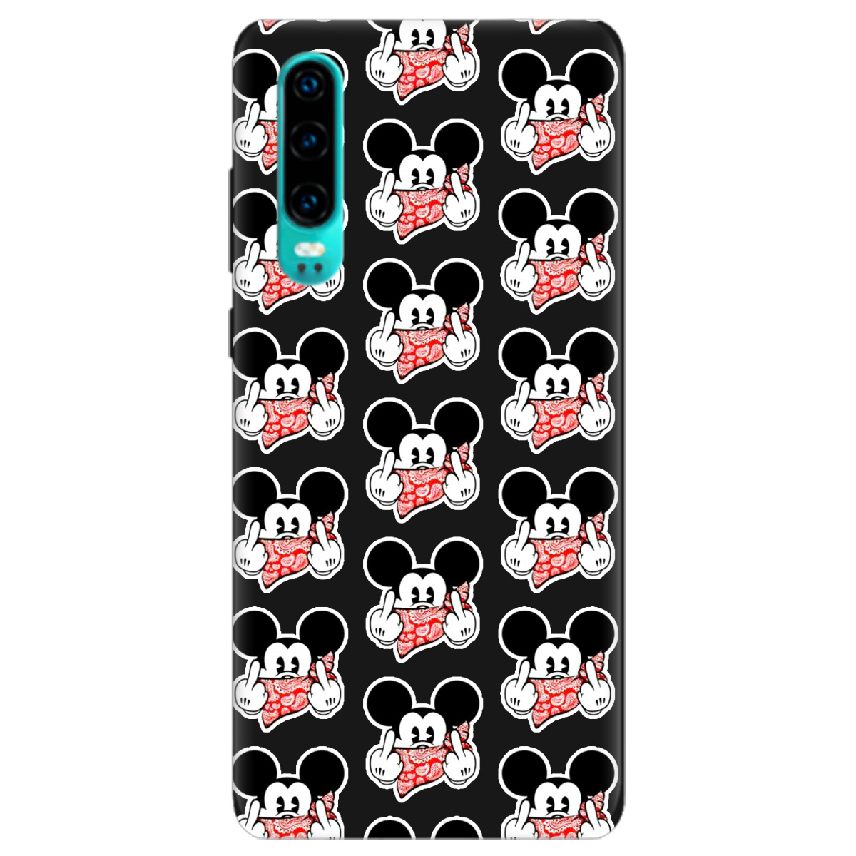 Чохол для Huawei P30 чорний матовий soft touch Mickey Mouse - фото 1